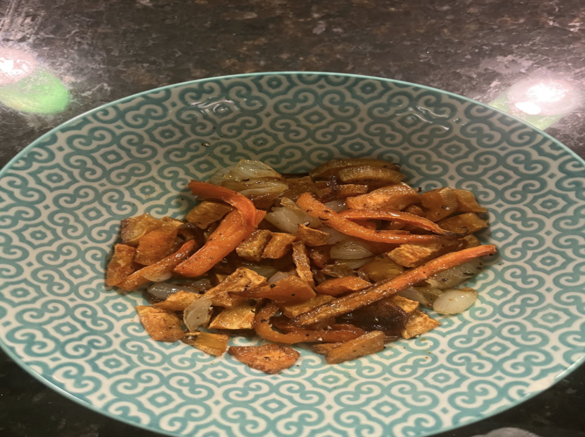 My signature allergy-friendly baked vegetable tray that me and my family continously enjoy